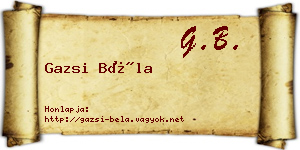 Gazsi Béla névjegykártya